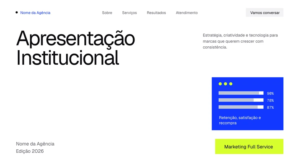 Capa do modelo de apresentação institucional para agência Essencial